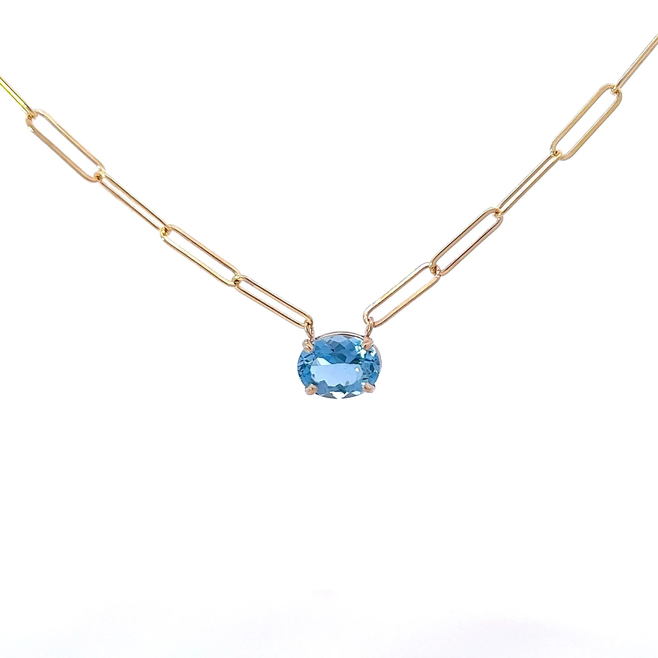 Oval Aquamarine Payton Drop Necklace on Aphrodite Chain