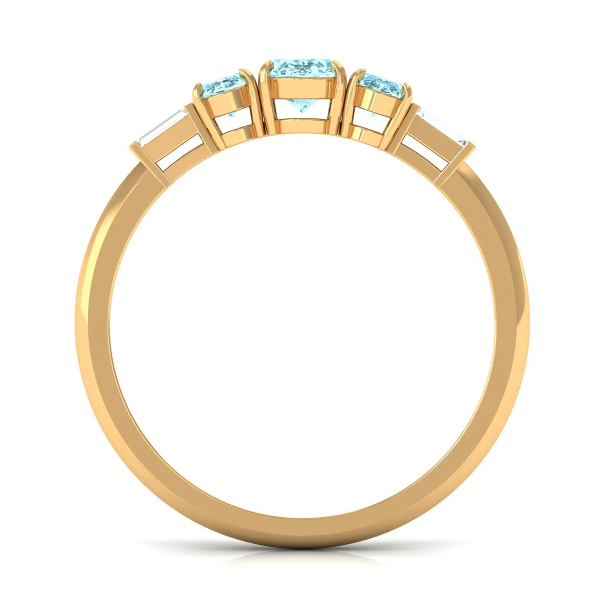 Oval Cut Aquamarine Three Stone Ring with Diamond