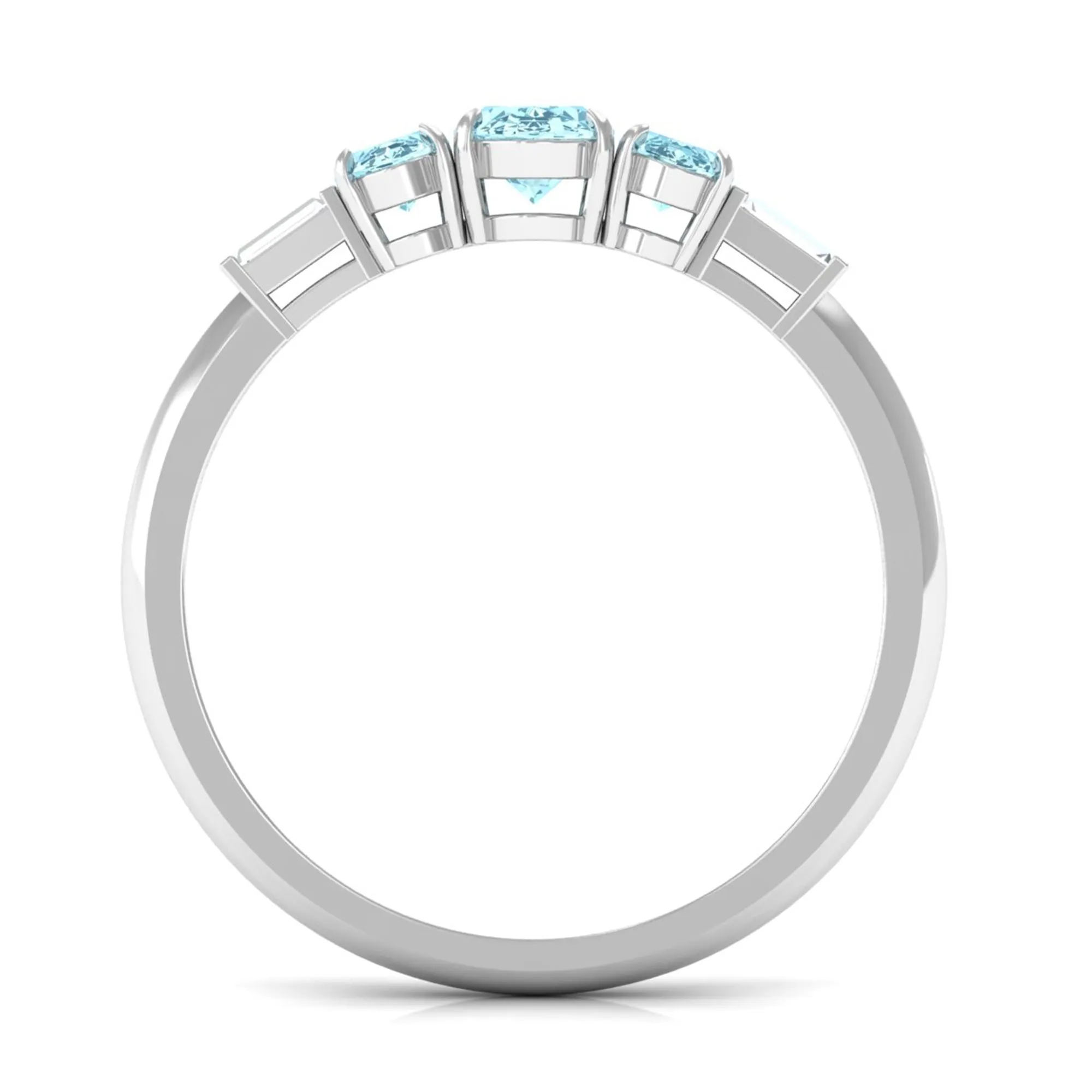 Oval Cut Aquamarine Three Stone Ring with Diamond