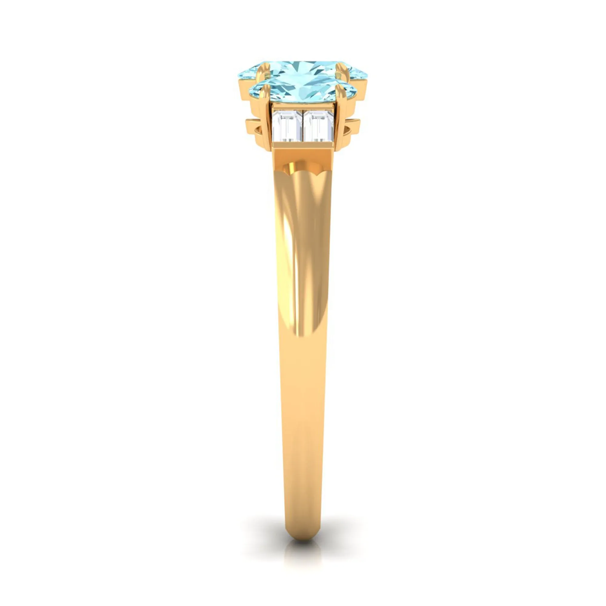 Oval Cut Aquamarine Three Stone Ring with Diamond