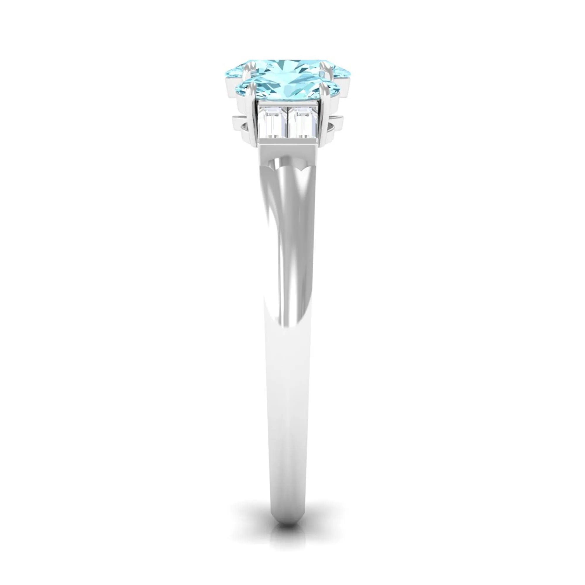 Oval Cut Aquamarine Three Stone Ring with Diamond