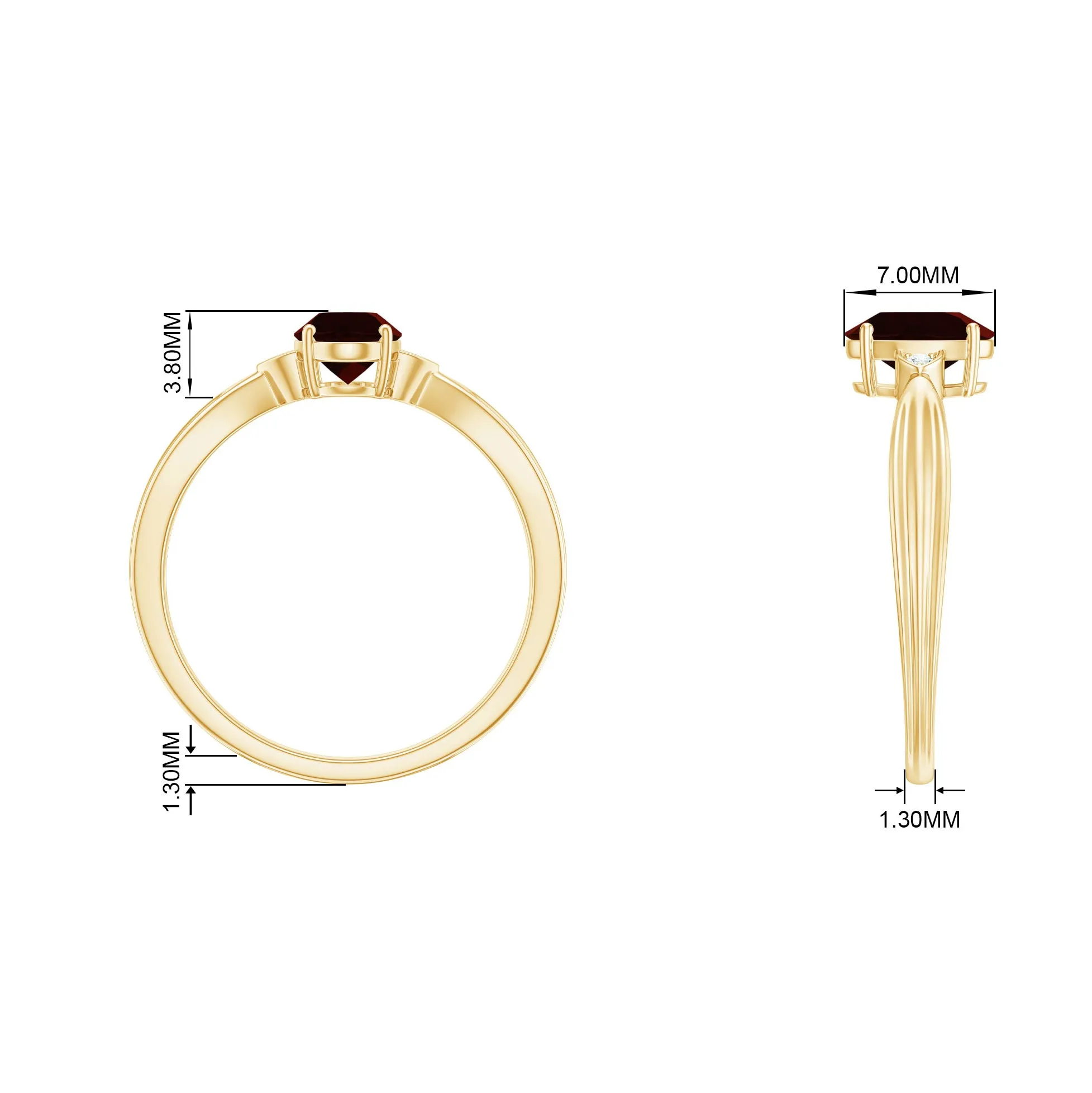 Oval Cut Garnet Solitaire Ring with Diamond