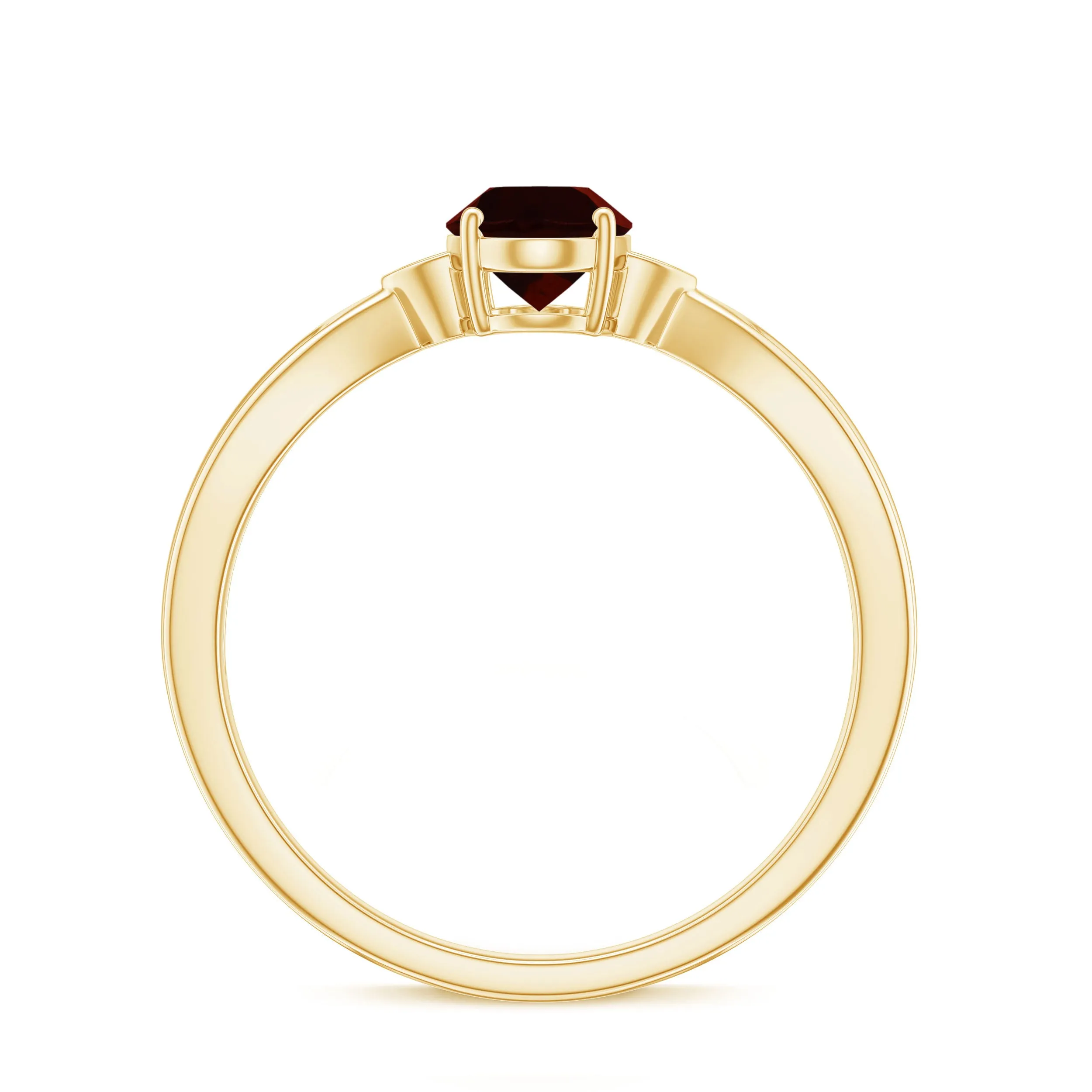 Oval Cut Garnet Solitaire Ring with Diamond