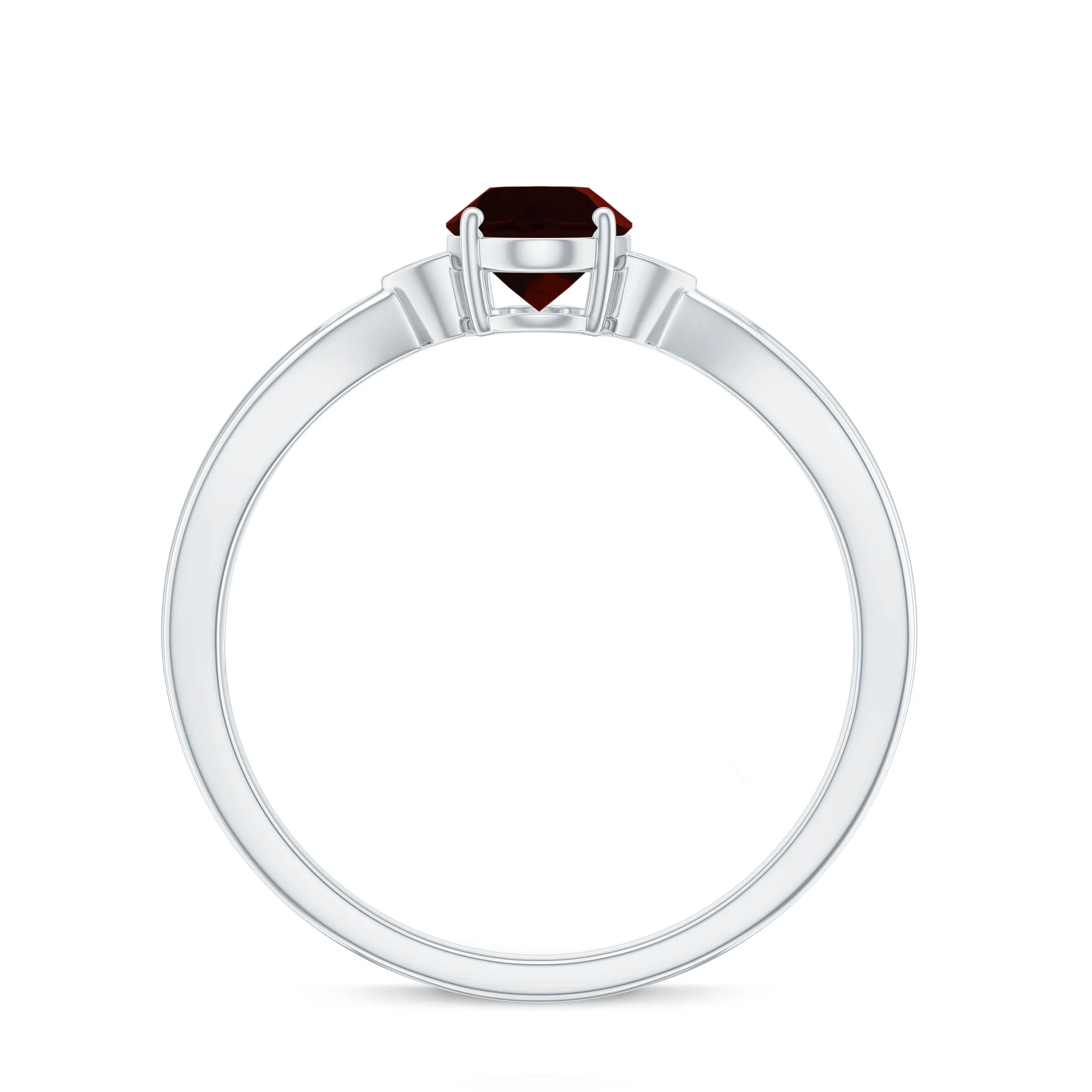Oval Cut Garnet Solitaire Ring with Diamond