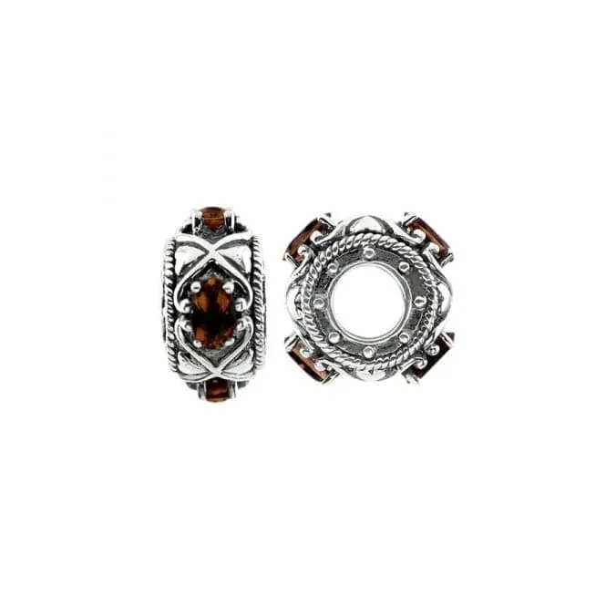 Oxidised Silver & Garnet Charm S448G
