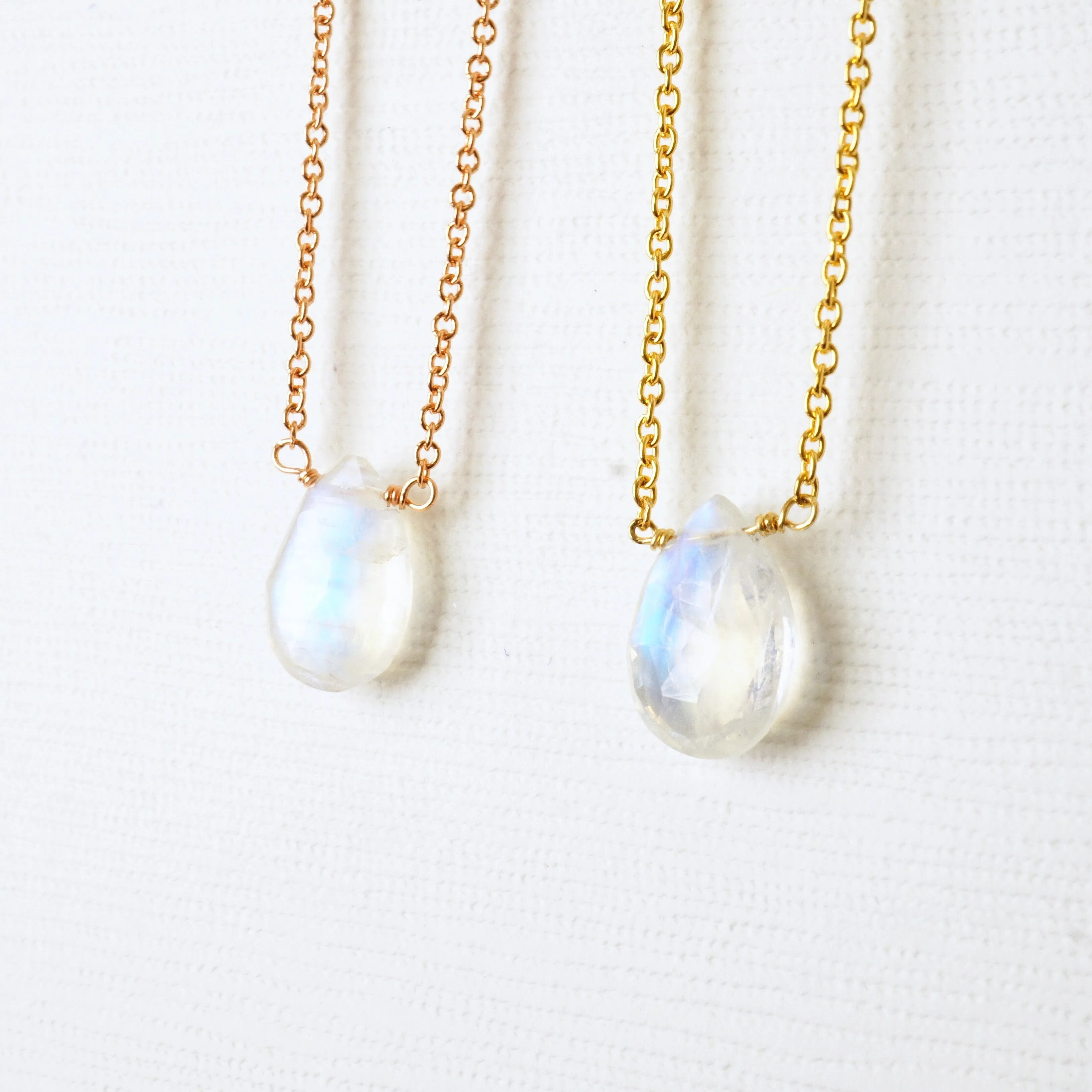 Pear Rainbow Moonstone Necklace - Pear cut Moonstone Necklace - Moonstone Necklace