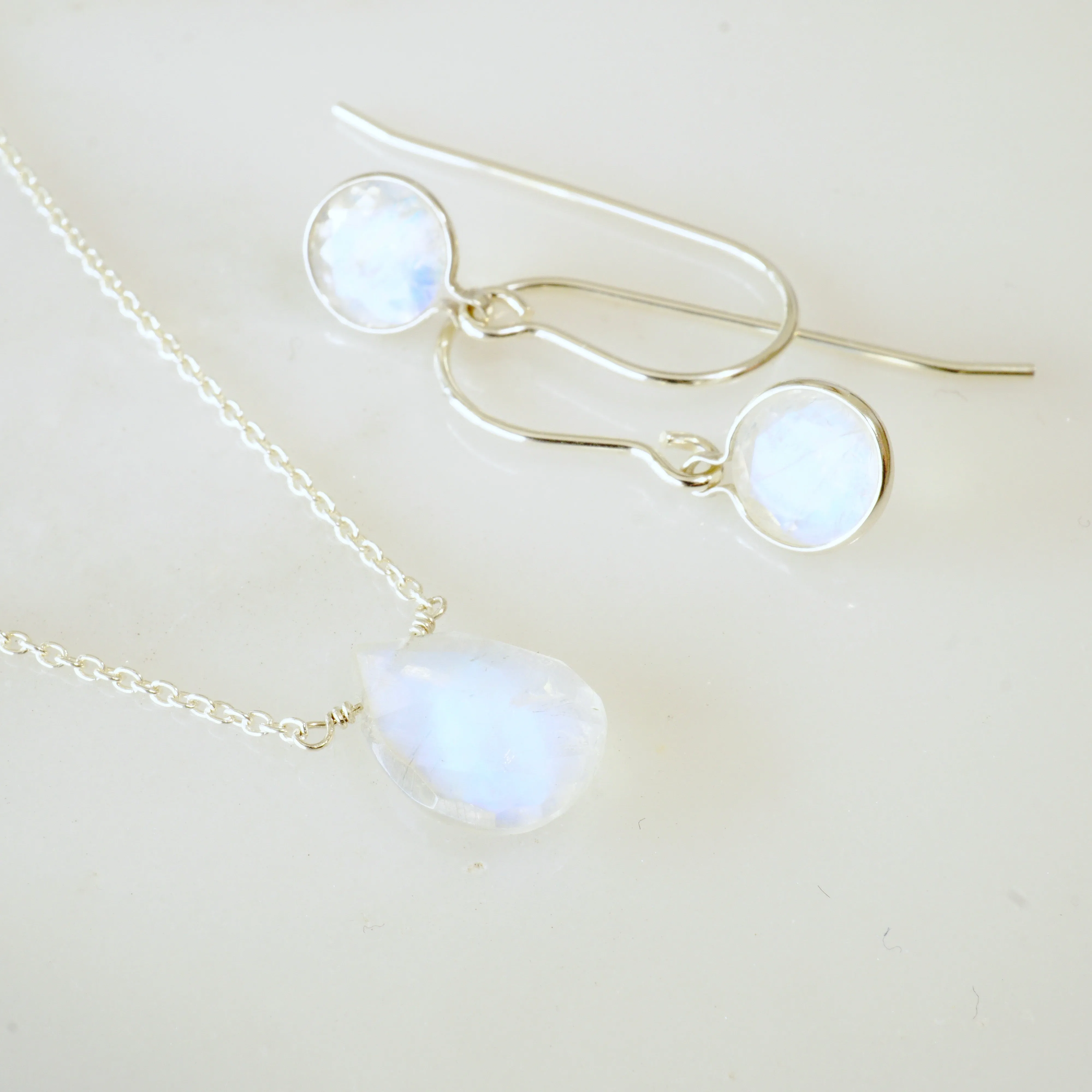 Pear Rainbow Moonstone Necklace - Pear cut Moonstone Necklace - Moonstone Necklace