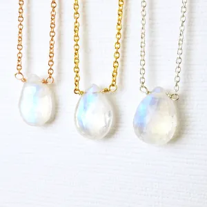 Pear Rainbow Moonstone Necklace - Pear cut Moonstone Necklace - Moonstone Necklace
