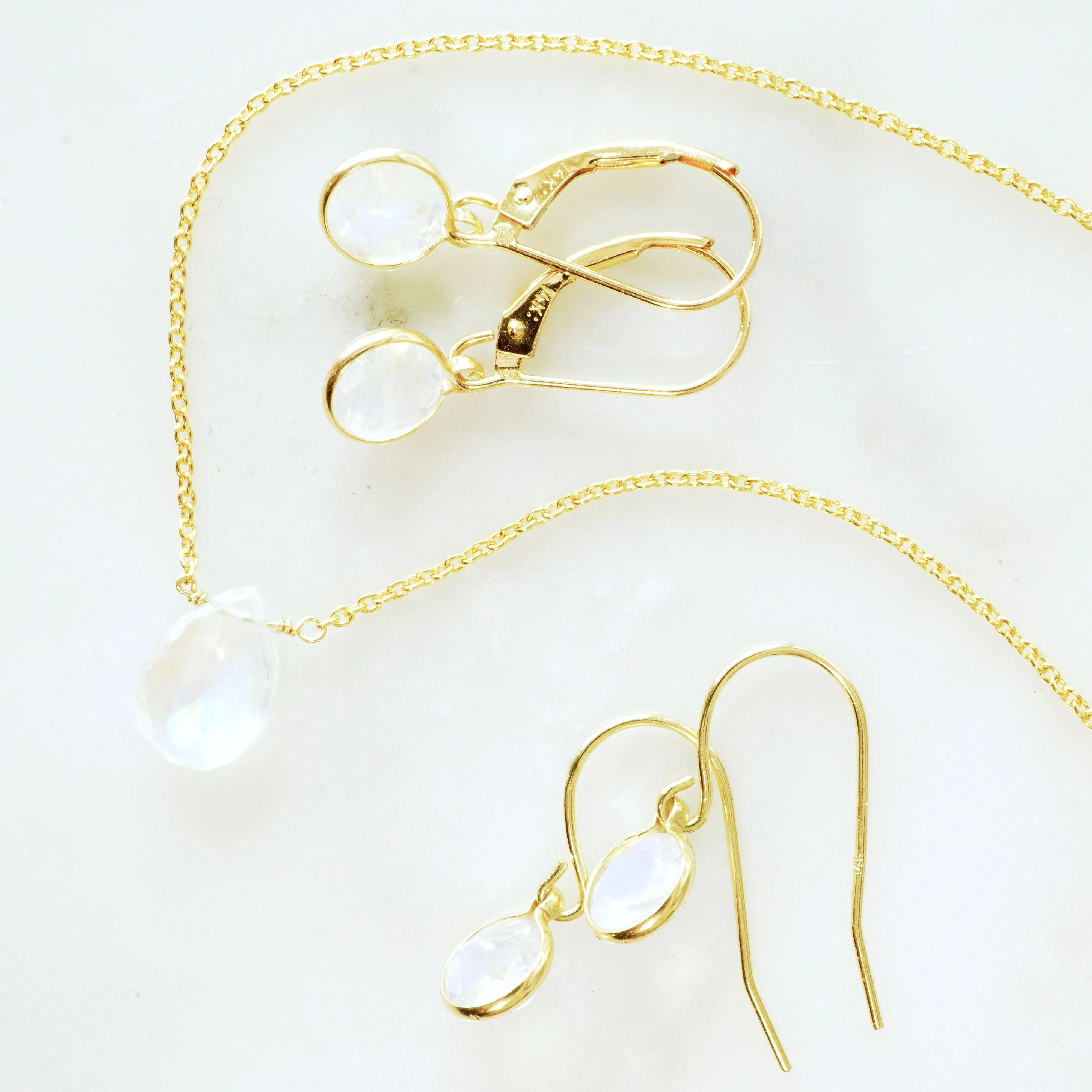 Pear Rainbow Moonstone Necklace - Pear cut Moonstone Necklace - Moonstone Necklace