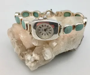 Peyote Bird Small Face Watch with Turquoise and Sterling Silver Bracelet Band