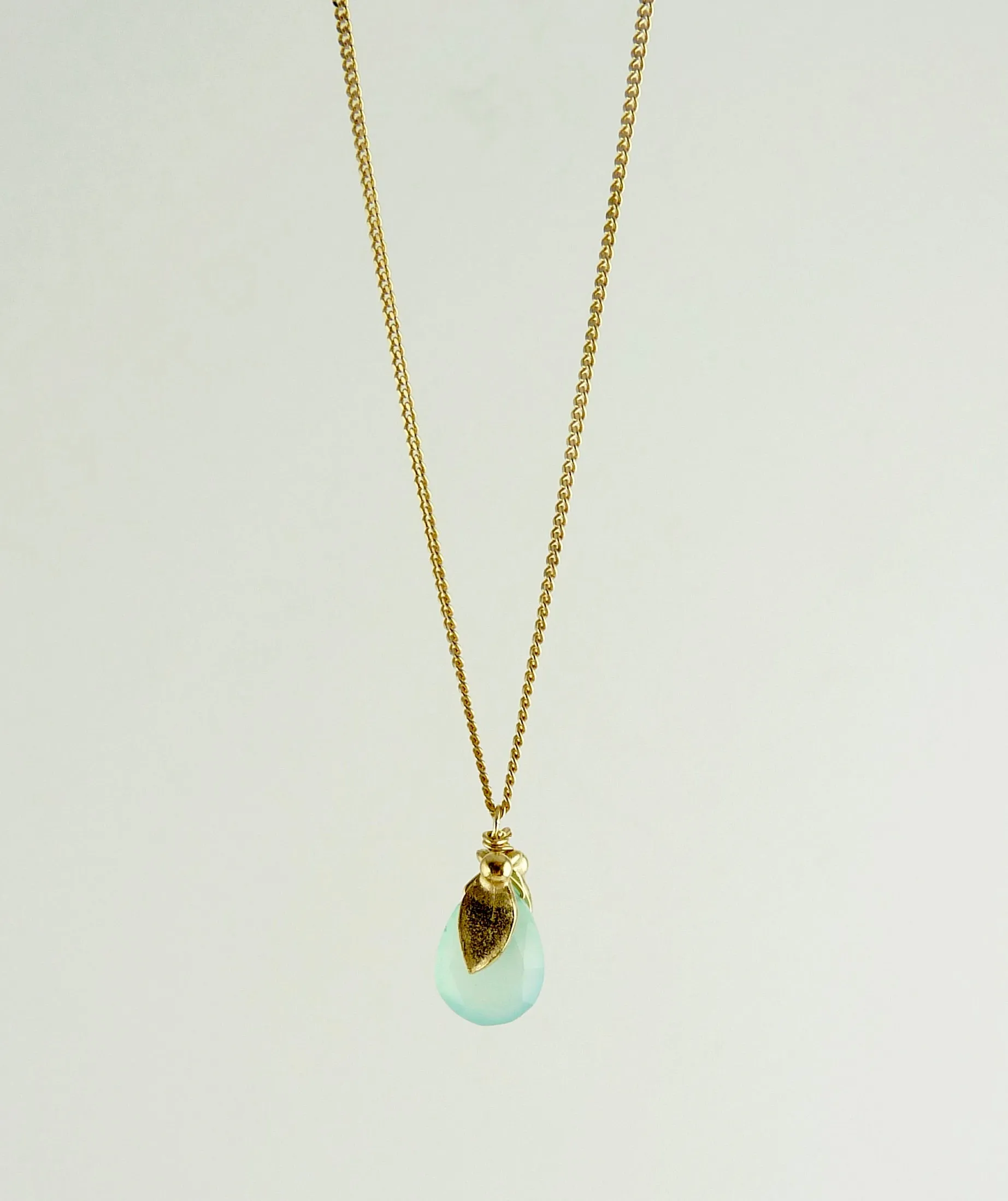 Phoebe Leaf Gemstone Pendant 18ct gold plate