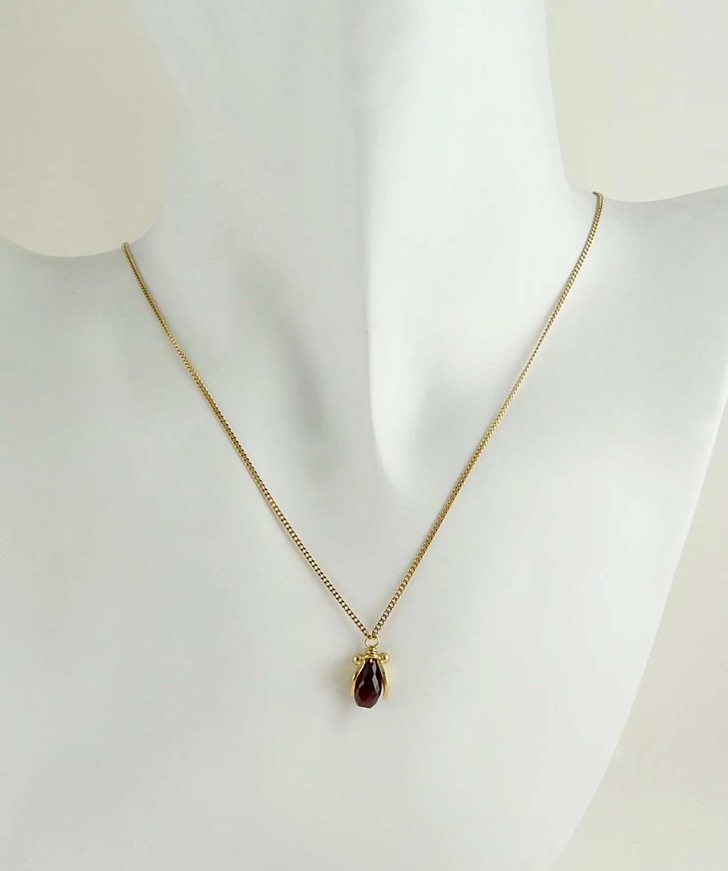 Phoebe Leaf Gemstone Pendant 18ct gold plate