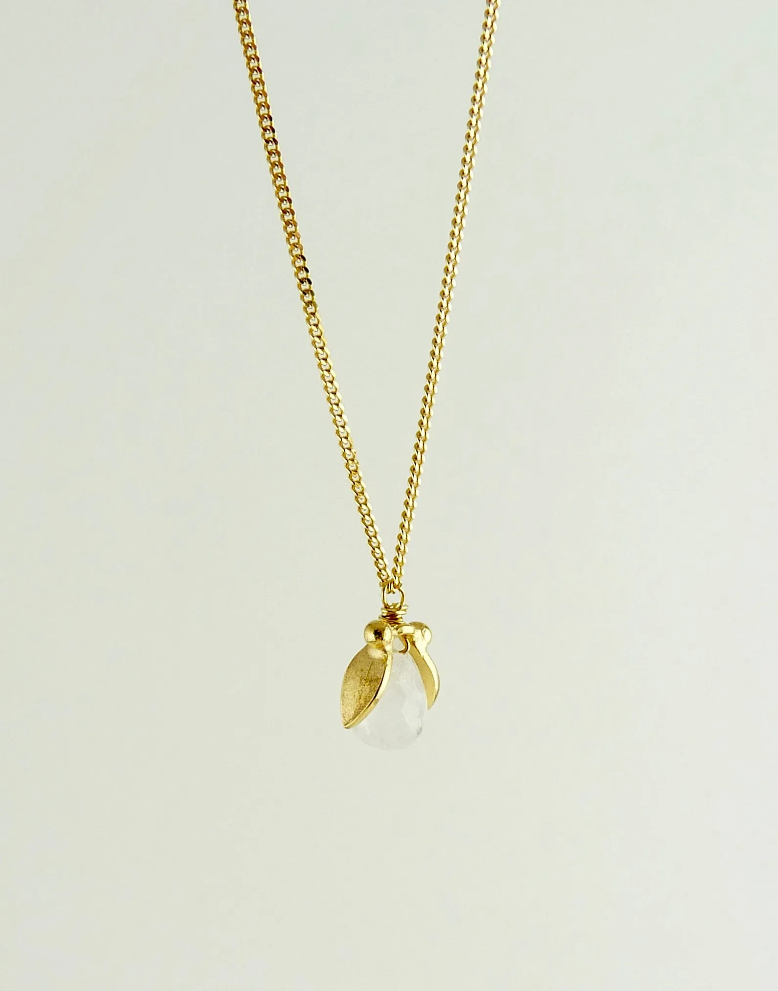 Phoebe Leaf Gemstone Pendant 18ct gold plate
