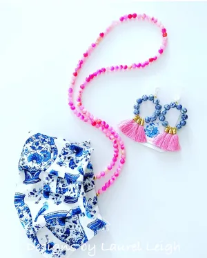 Pink Jade Gemstone Eyeglass / Sunglass / Mask Holder / Lanyard Chain / Necklace