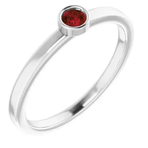 Platinum 3 mm Natural Mozambique Garnet Ring