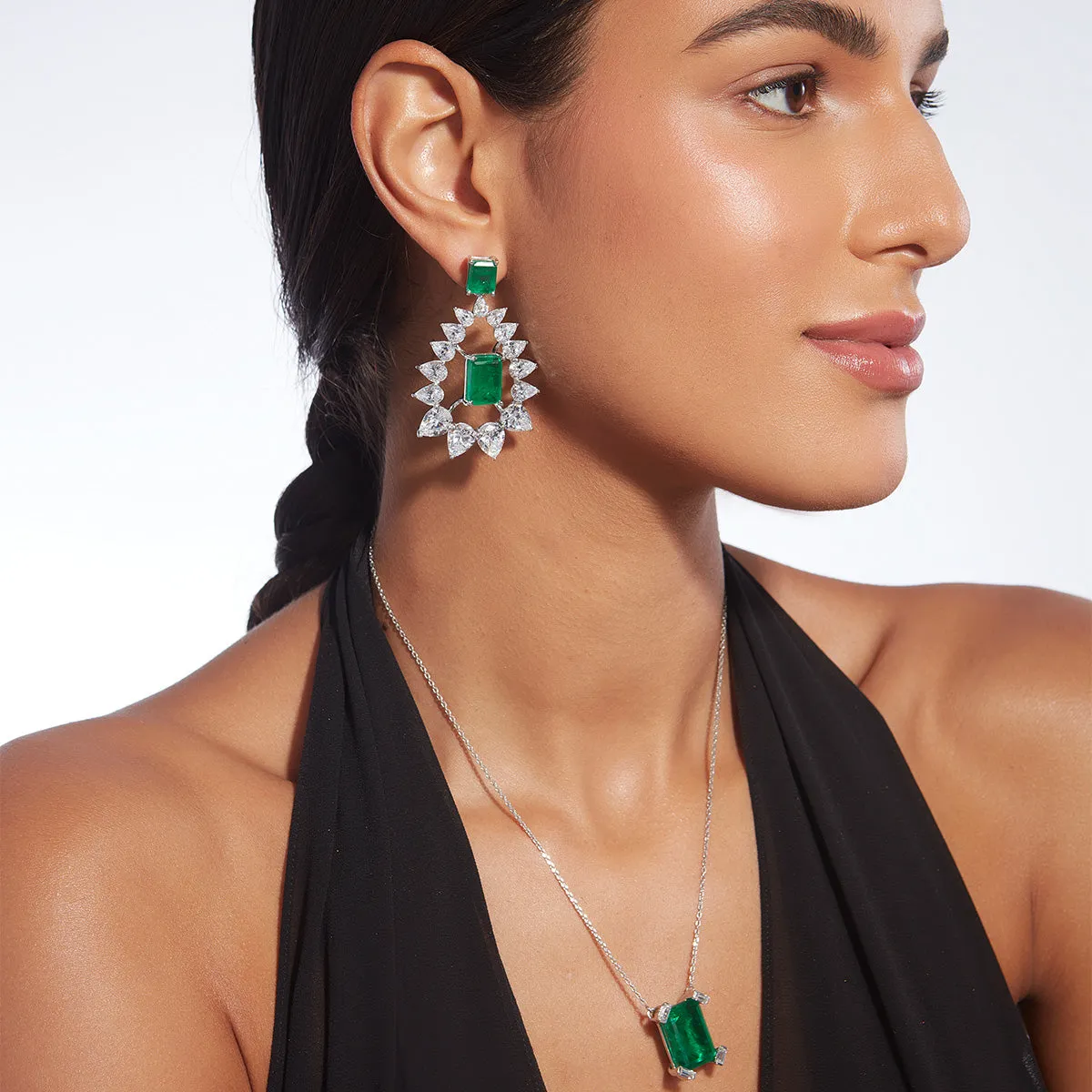 Provence 925 Silver Emerald Doublet Pendant Necklace