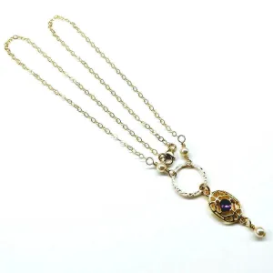 Purple Crystal Circle Filigree Necklace