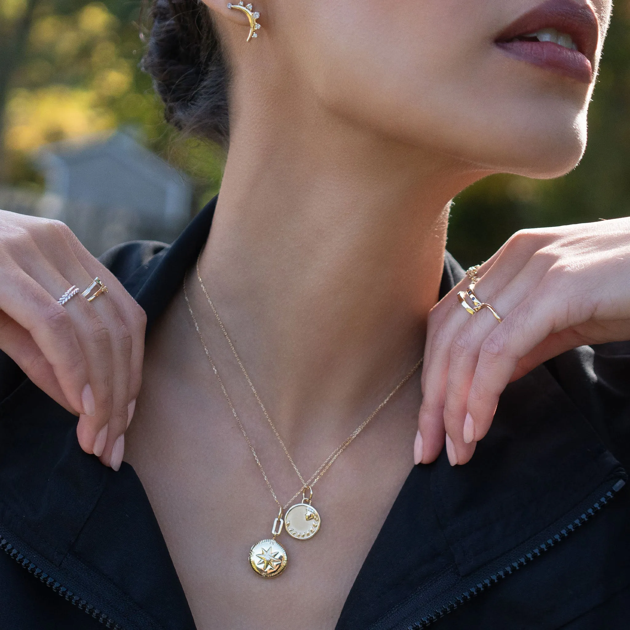 "Adventure" Compass Gold Engraved Locket Necklace