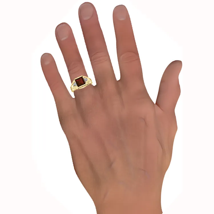 "GERALD" GARNET & DIAMOND RING