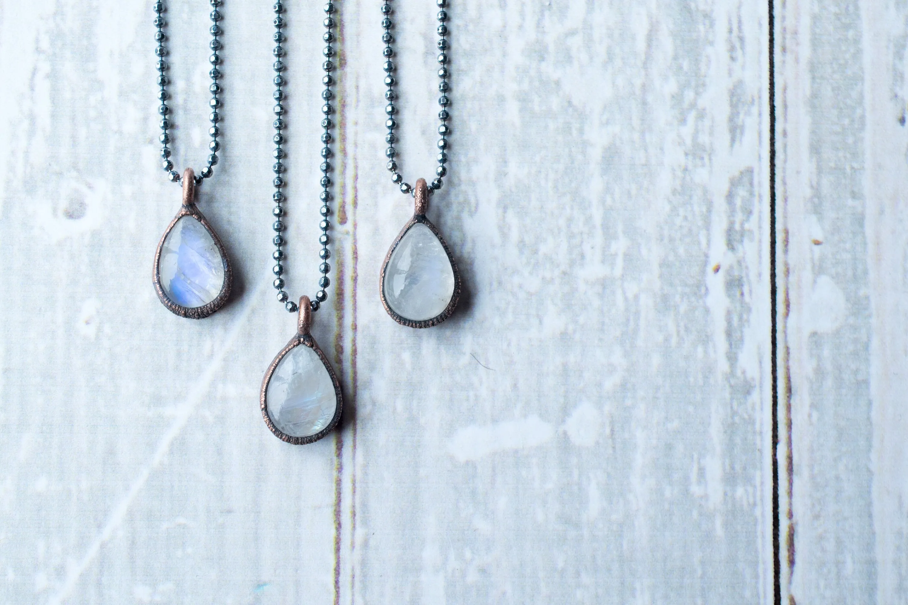 Rainbow moonstone necklace | Teardrop Moonstone Pendant