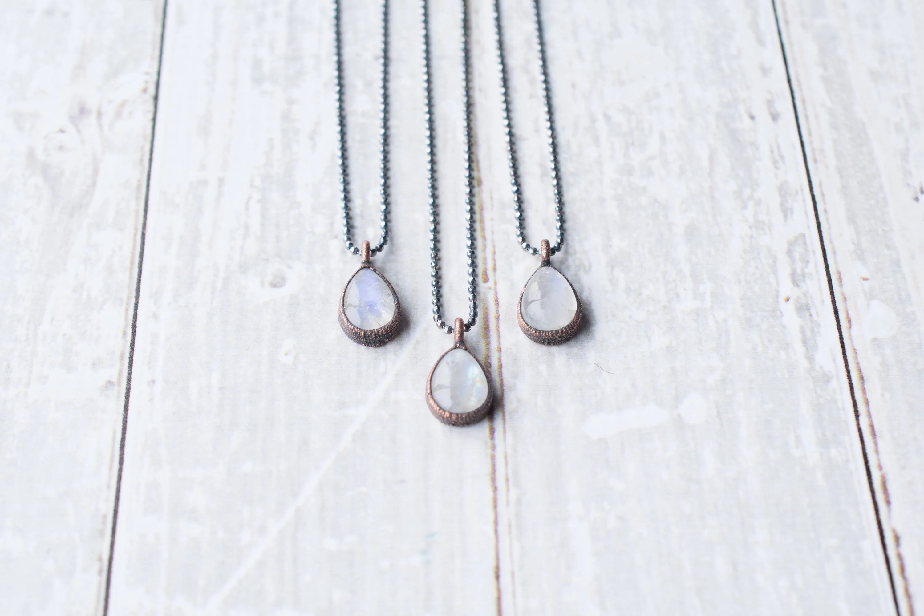 Rainbow moonstone necklace | Teardrop Moonstone Pendant