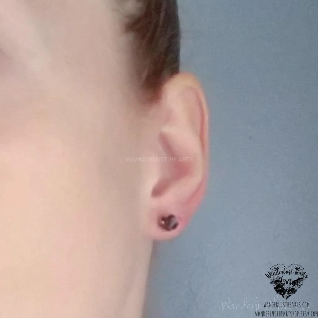 Raw Garnet stud earrings