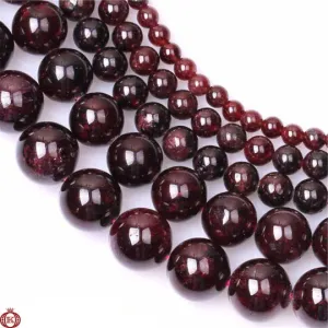 Red Garnet Beads Smooth Round