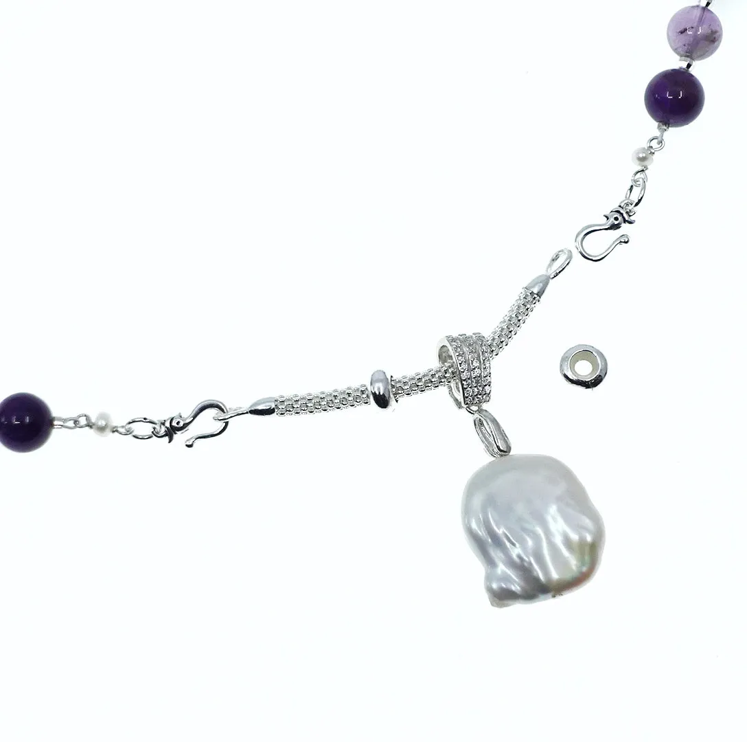 Return to Origin Beaded Amethyst Necklace - 6mm