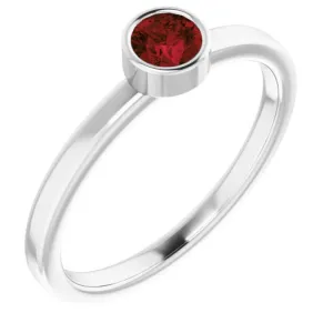 Rhodium-Plated Sterling Silver 4 mm Imitation Mozambique Garnet Ring