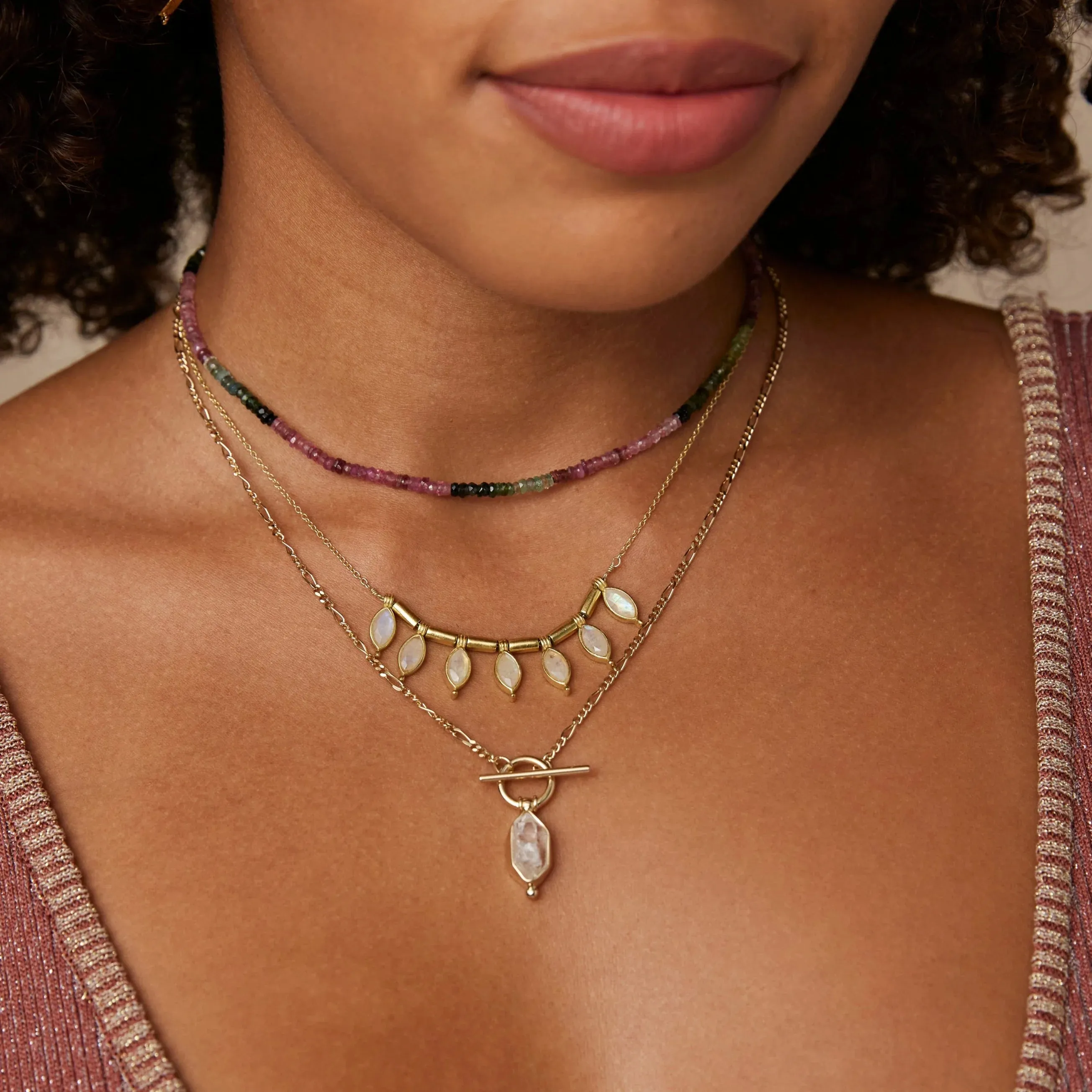 Rising Moonstone Gold Necklace