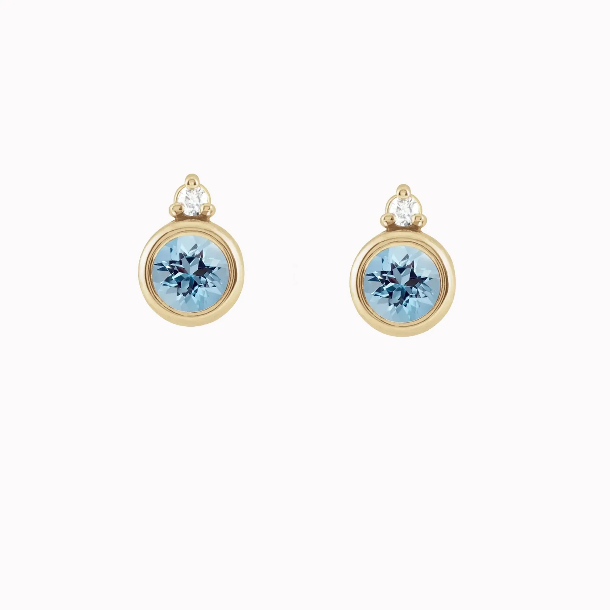 Round Aquamarine & Diamond Studs