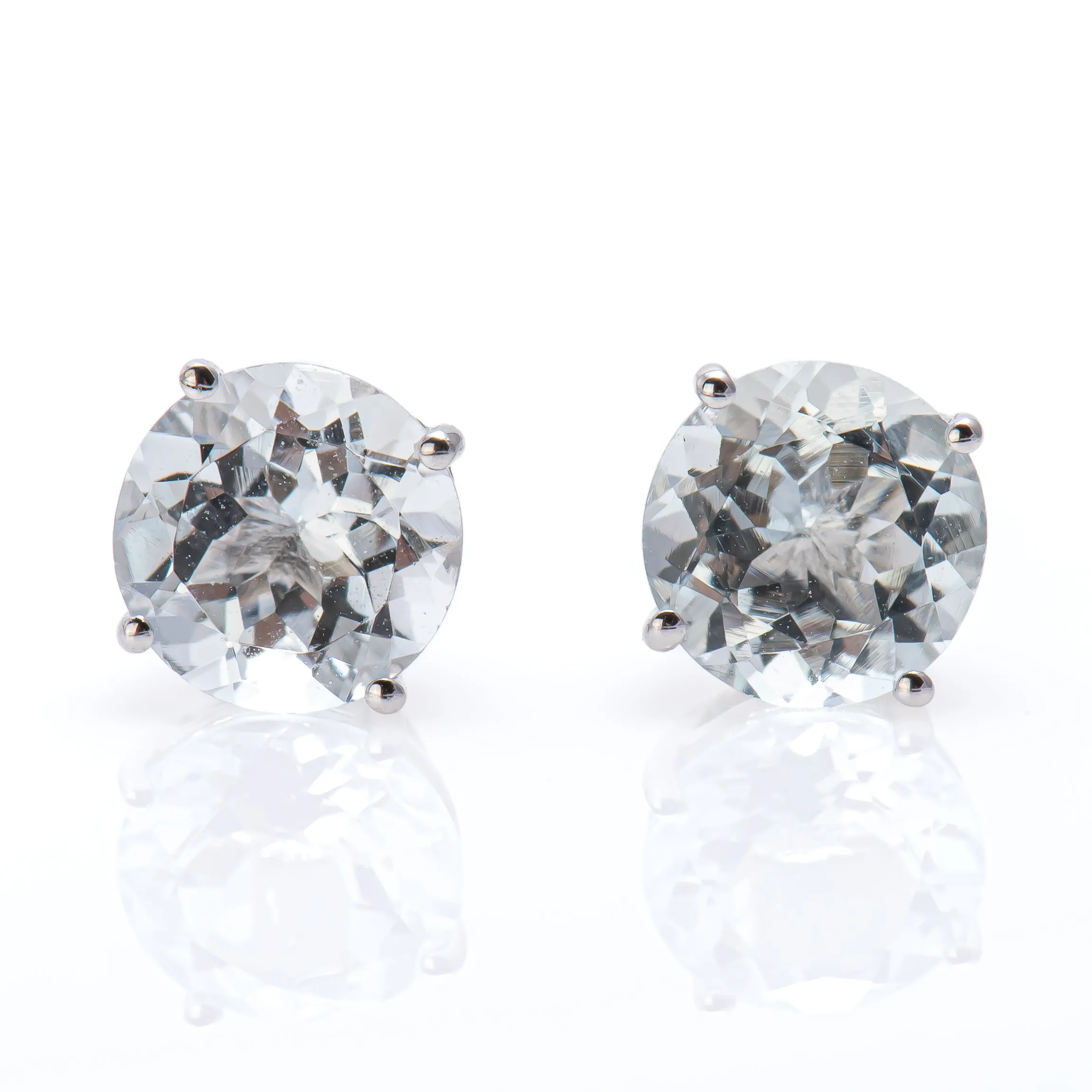 Round Cut Aquamarine Studs
