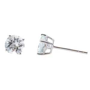 Round Cut Aquamarine Studs