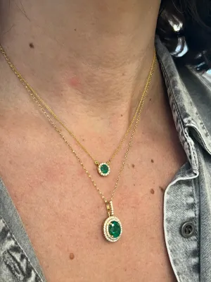 Round Emerald Pendant Necklace 18K