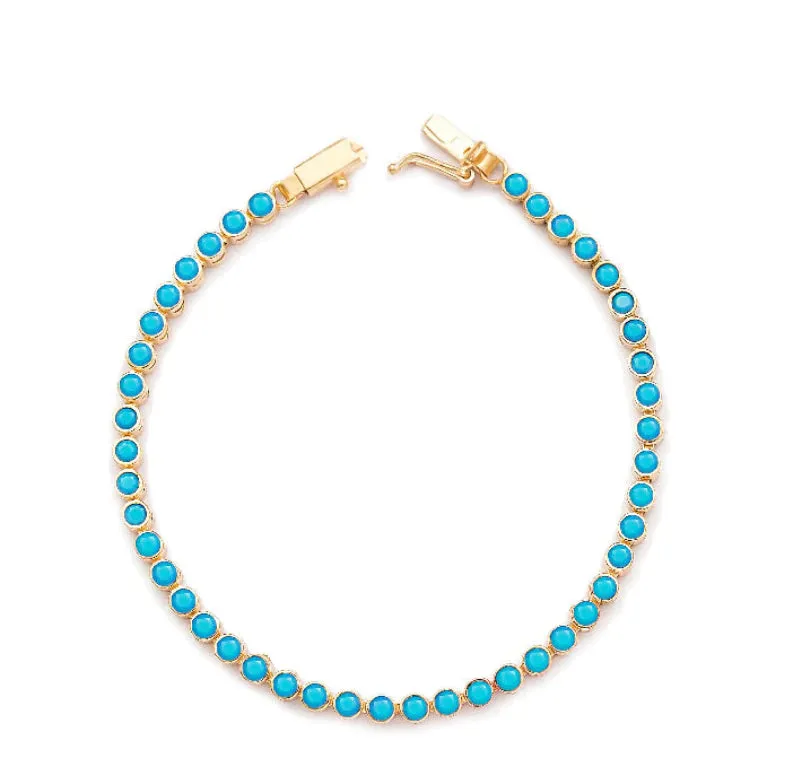 Sarah Stretton Gold Turquoise tennis Bracelet