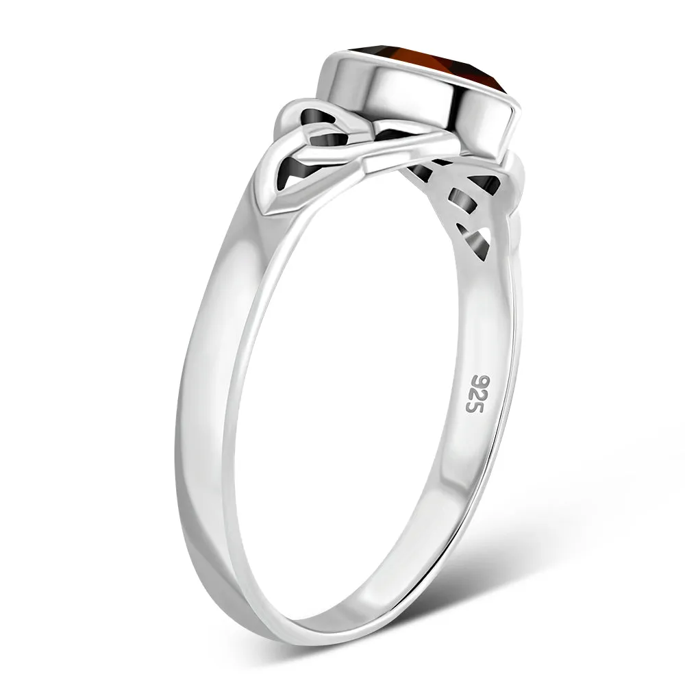 Silver Celtic Ring set w/ Garnet Stone