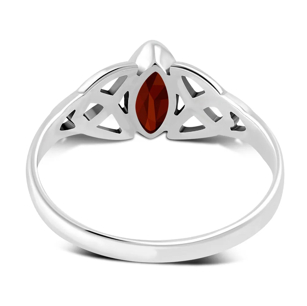 Silver Celtic Ring set w/ Garnet Stone