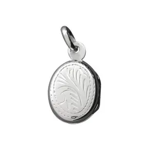 Silver Etched Oval Locket