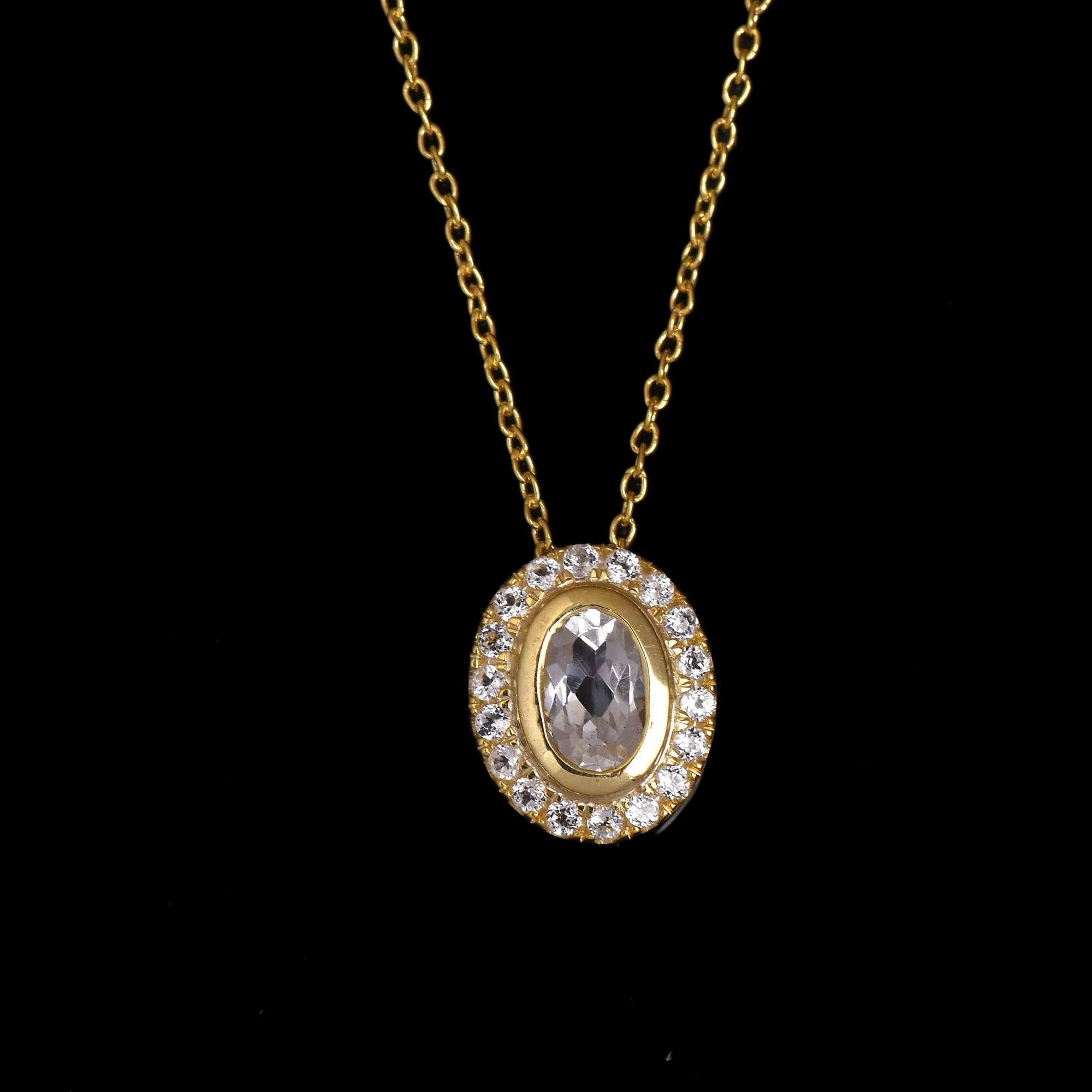 Silver Gold Green Amethyst Halo Necklace