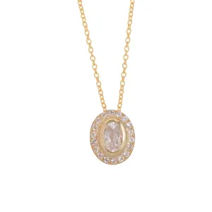 Silver Gold Green Amethyst Halo Necklace