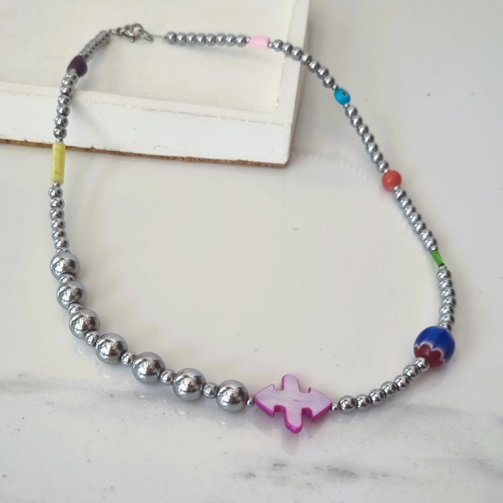 Silver hematite necklace