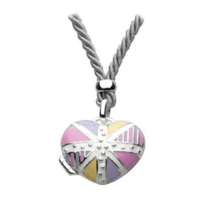 Silver Union Jack Heart Locket Girls Necklace For Children And Teens