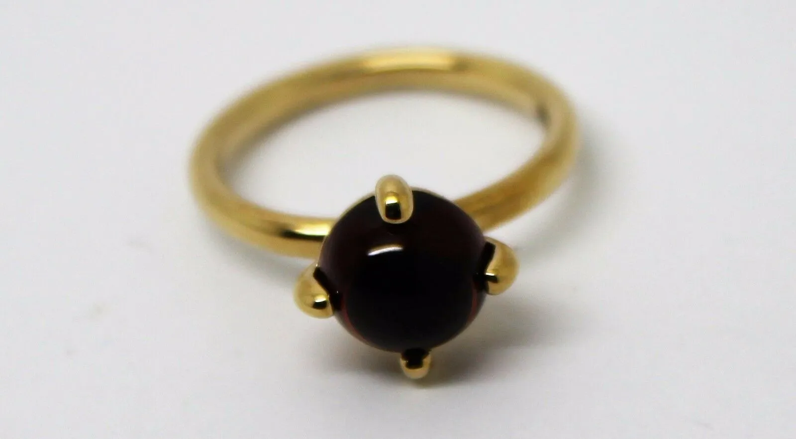Size R 9ct 9k Yellow, Rose or White Gold Cabochon Garnet Stacker Ring