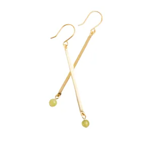 Skinny Stick Gemstone Earrings - Chartreuse