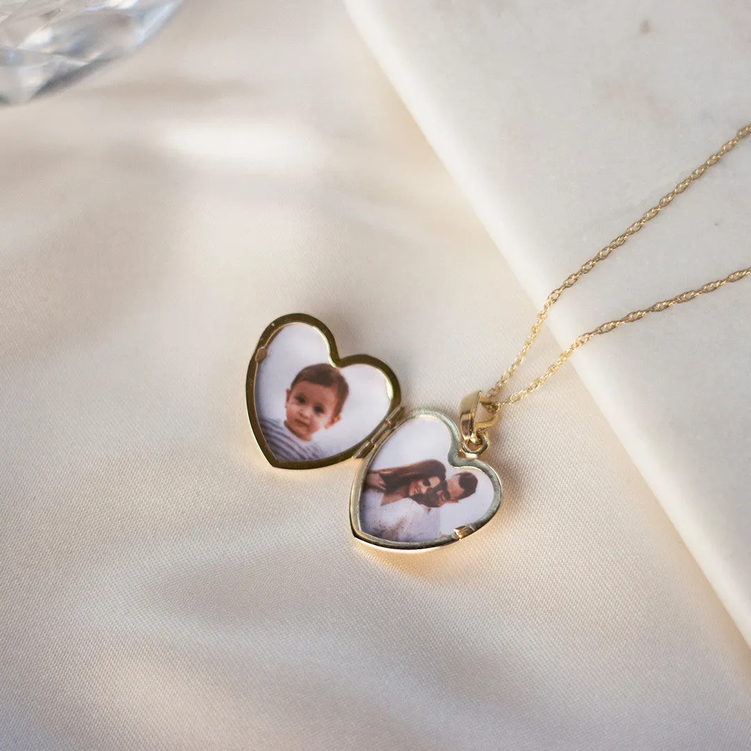 Solid Gold Heart Diamond Locket