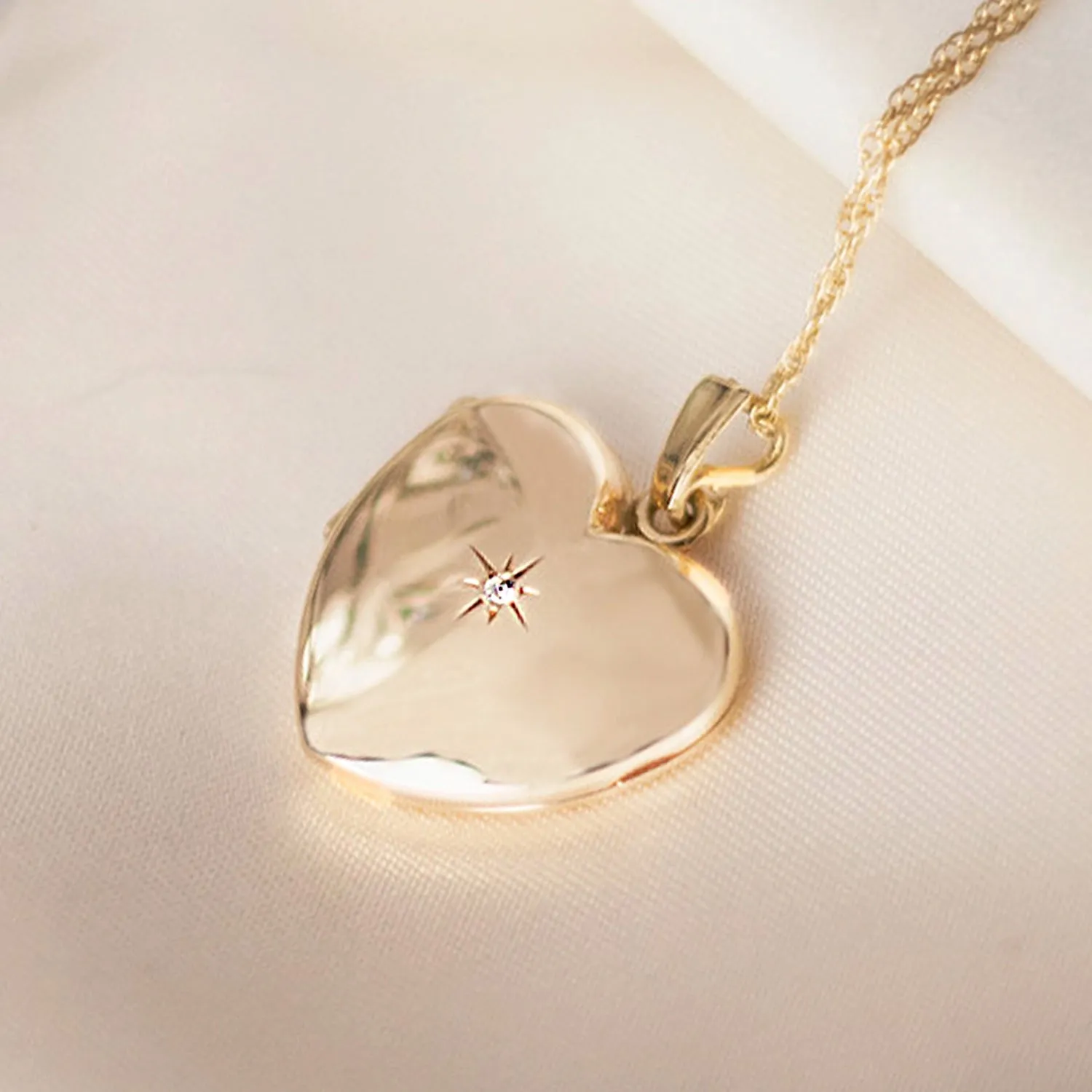Solid Gold Heart Diamond Locket