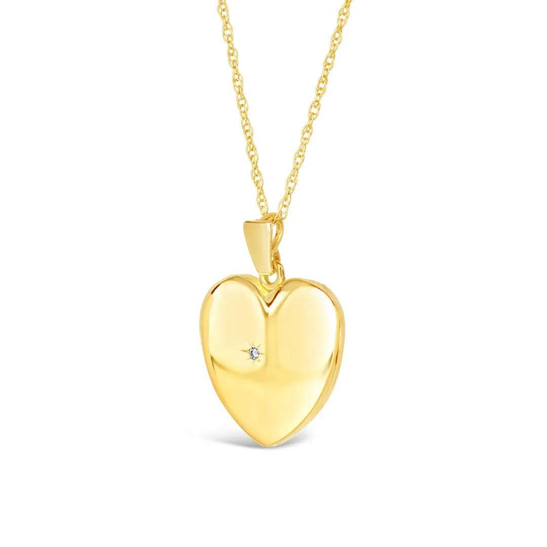 Solid Gold Heart Diamond Locket