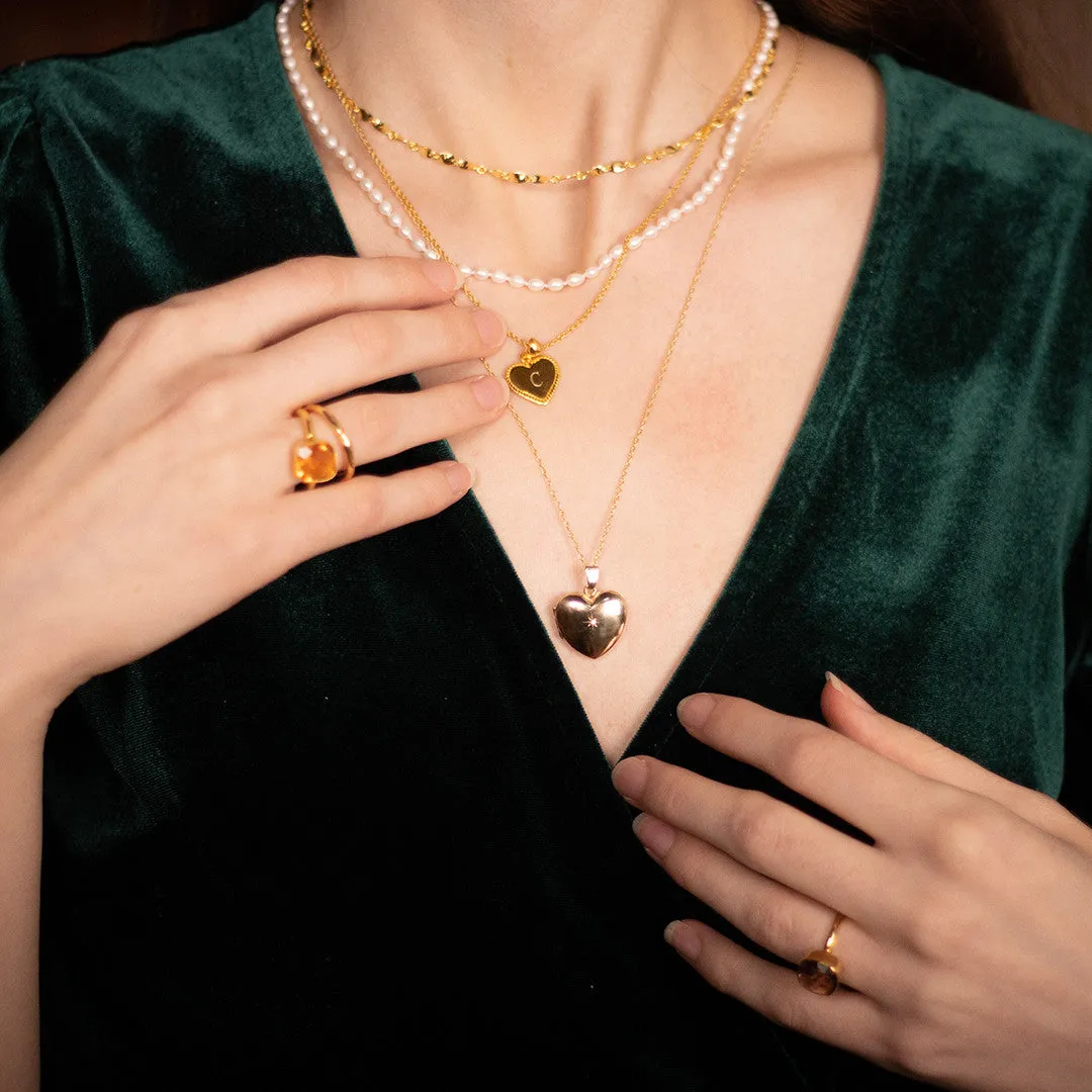 Solid Gold Heart Diamond Locket