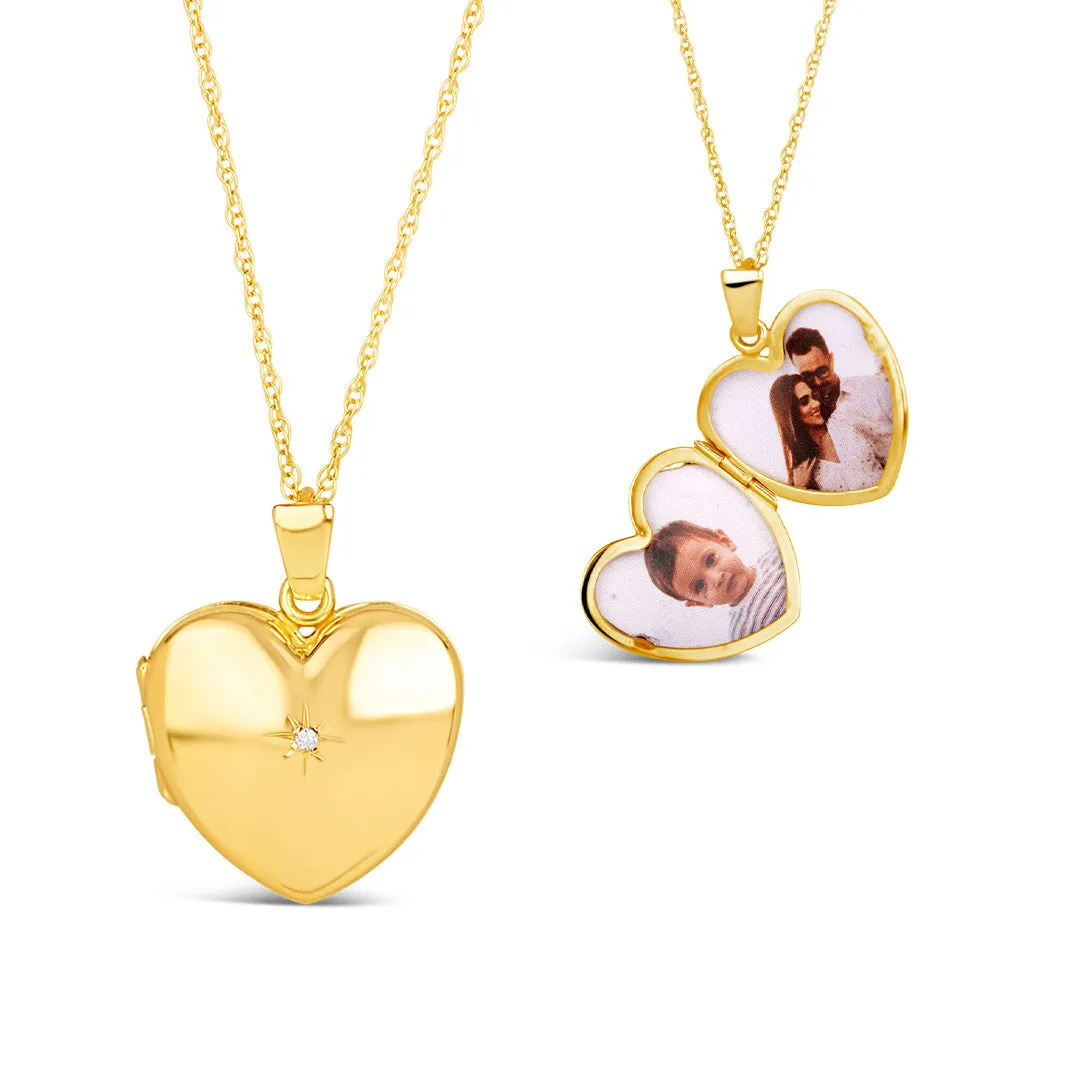 Solid Gold Heart Diamond Locket