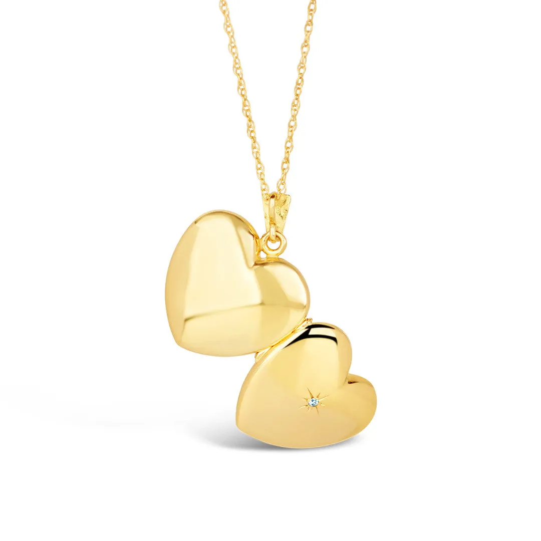 Solid Gold Heart Diamond Locket